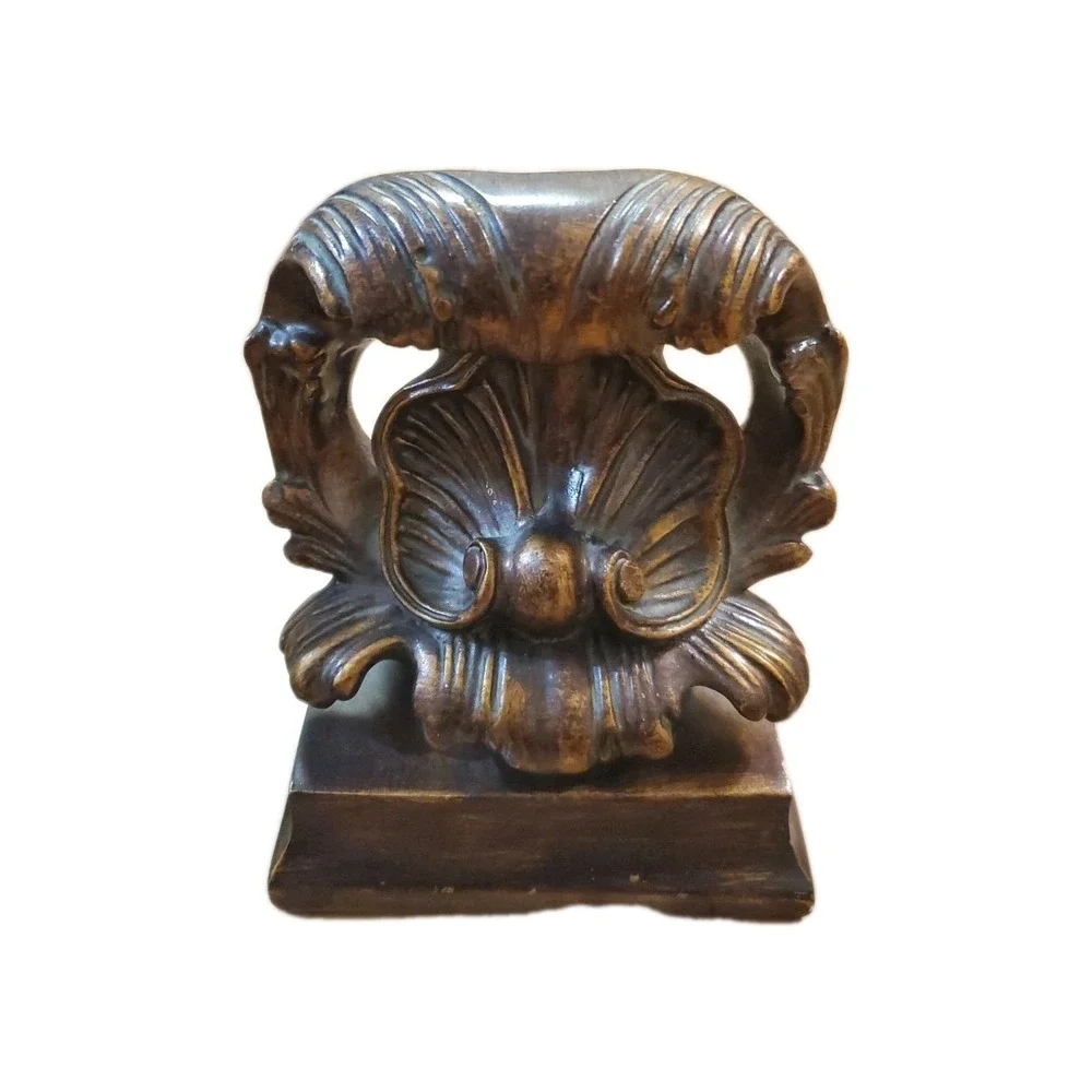 Set Of Two Resin High Bronze Shell Design Bookends Ornate Solid‎ Heavy